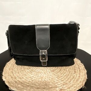 Vintage Liz Claiborne Leather Black suede envelope style Y2K handbag